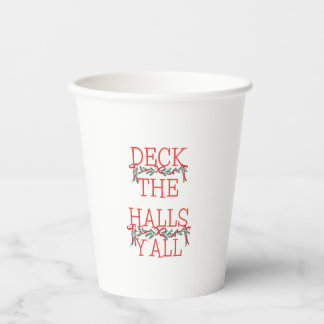 Gobelets En Papier Tasses en papier de Noël « Deck the Halls Y'all »
