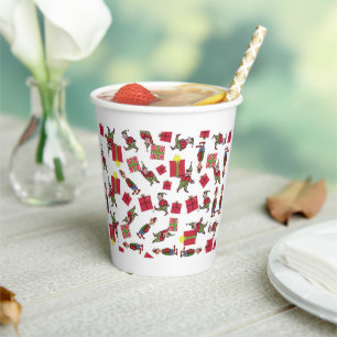 Gobelets En Papier tasses en papier des lutins de Noël de Santa