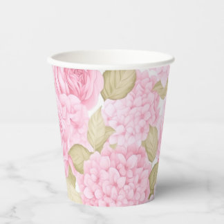 Gobelets En Papier Tasses en papier Fête de jardin aux roses roses et