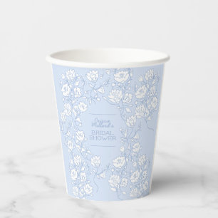 Gobelets En Papier Tasses en papier florales bleues pour la douche de