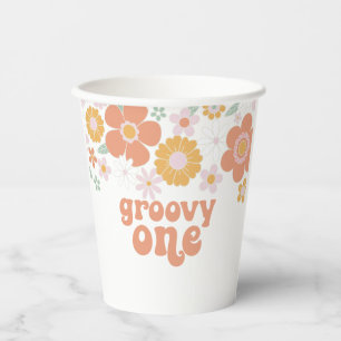Gobelets En Papier Tasses en papier Groovy One Retro Floral pour le p