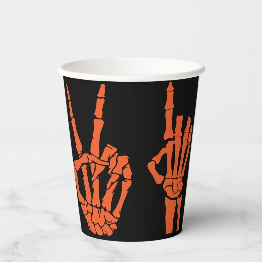 Gobelets En Papier Tasses en papier Halloween à mains squelettes (Verso)