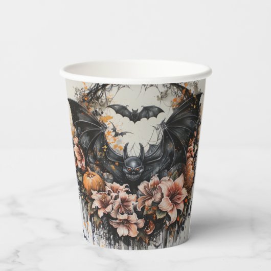 Gobelets En Papier Tasses en papier Halloween chauves-éffrayantes (Verso)