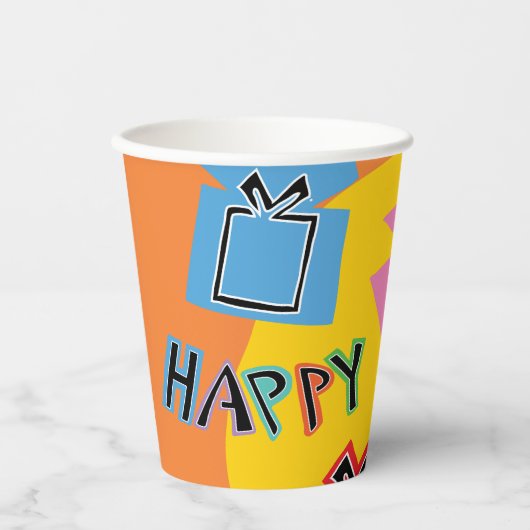 Gobelets En Papier Tasses en papier "Hanoukka Happy Bright Art" 8 oz. (Recto)