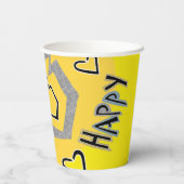 Gobelets En Papier Tasses en papier "Hanoukka Happy Glitzy Art" 8 oz. (Verso)