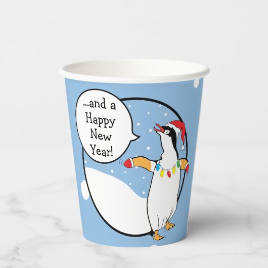 Gobelets En Papier Tasses en papier "Happy Penguin" 8 oz. (Verso)