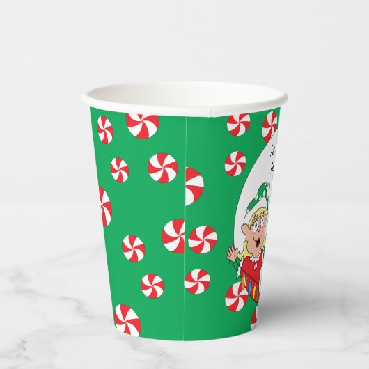 Gobelets En Papier Tasses en papier "Joyeux elfes" 8 oz. (Droite)