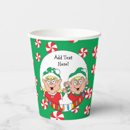 Gobelets En Papier Tasses en papier "Joyeux elfes" 8 oz.