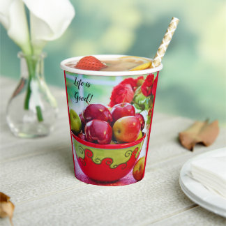 Gobelets En Papier Tasses en papier La vie est belle avec des pommes 