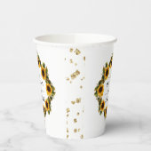 Gobelets En Papier Tasses en papier Mariage Bohème Élégant Tournesols (Gauche)