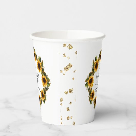 Gobelets En Papier Tasses en papier Mariage Bohème Élégant Tournesols (Gauche)