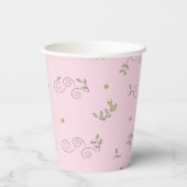 Gobelets En Papier Tasses en papier "Oiseaux d'or/PINK" 8 oz. (Verso)