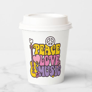 Gobelets En Papier Tasses en papier Paix, Amour et Musique