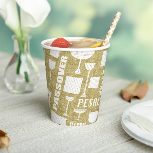 Gobelets En Papier Tasses en papier "Passover Gold" 8 oz. (Insitu)