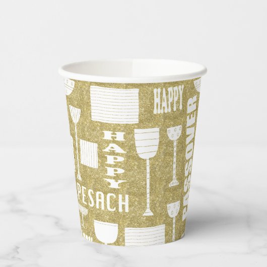 Gobelets En Papier Tasses en papier "Passover Gold" 8 oz. (Gauche)