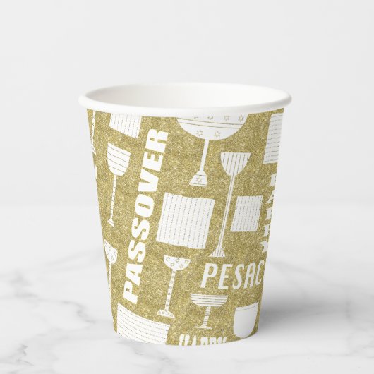 Gobelets En Papier Tasses en papier "Passover Gold" 8 oz. (Recto)