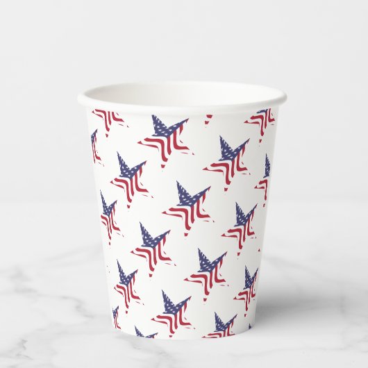 Gobelets En Papier Tasses en papier patriotiques étoile drapeau améri (Recto)
