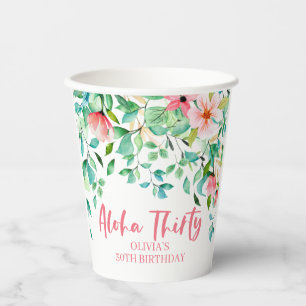 Gobelets En Papier Tasses en papier pour anniversaire Aloha Thirty Tr