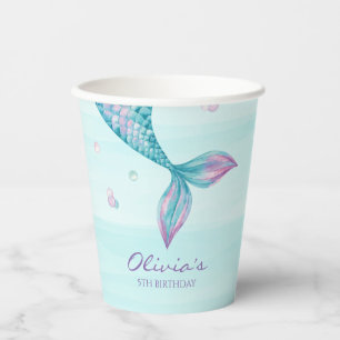 Gobelets En Papier Tasses en papier pour anniversaire Queue de sirène