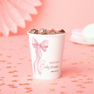 Gobelets En Papier Tasses en papier pour baby shower avec un nœud dél