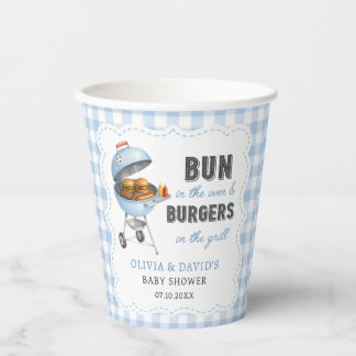 Gobelets En Papier Tasses en papier pour Baby Shower Blue Gingham Bur