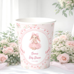 Gobelets En Papier Tasses en papier pour Baby Shower Fille Rose Bunny
