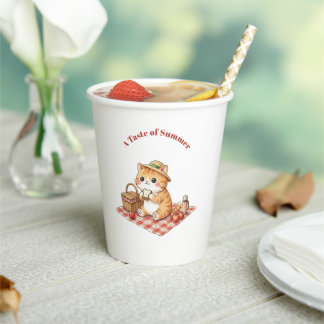 Gobelets En Papier Tasses en papier pour fête champêtre avec chat rou