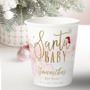 Gobelets En Papier Tasses en papier pour fille Santa Baby Noël