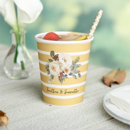 Gobelets En Papier Tasses en papier pour mariage Fleurs blanches d'hi (Insitu)