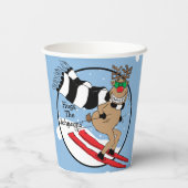 Gobelets En Papier Tasses en papier "Rudolph Skiing" 8 oz. (Verso)