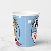 Gobelets En Papier Tasses en papier "Rudolph Skiing" 8 oz. (Droite)