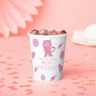 Gobelets En Papier Tasses en papier Space Cat Pink Galaxy Anniversair