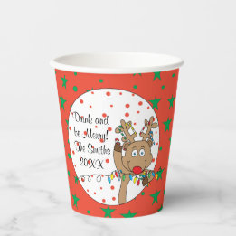 Gobelets En Papier Tasses en papier "The Happy Reindeer" 8 oz.