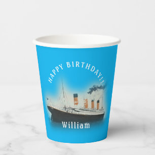 Gobelets En Papier Tasses en papier Titanic Blue Birthday