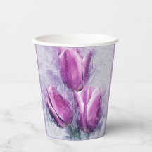 Tasses en Papier Tulipes Violettes