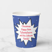 Gobelets En Papier Tasses en papier "TySantaSaurus Rex" 8 oz. (Verso)