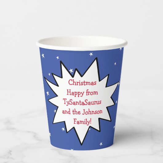 Gobelets En Papier Tasses en papier "TySantaSaurus Rex" 8 oz. (Verso)