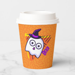 Gobelets En Papier Tasses Halloween fantôme effrayant - orange