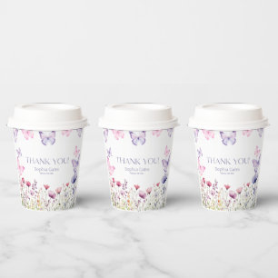 Gobelets En Papier Tasses Papier Papillon rose et violet