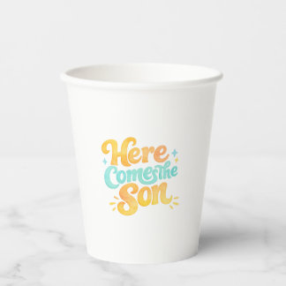 Gobelets En Papier Tasses pour Baby Shower Watercolor Here Comes the 