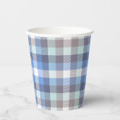 Gobelets En Papier Taupe bleue Tartan Plaid (Recto)