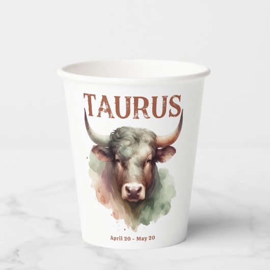 Gobelets En Papier Taurus Bull Zodiac Thématique fête d'anniversaire (Recto)