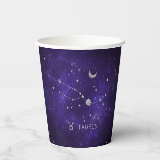 Gobelets En Papier Taurus pourpre zodiaque | Horoscope d'astrologie c (Verso)