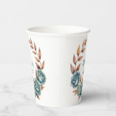 Gobelets En Papier Teal Roses and Copper Leaves Wedding (Droite)