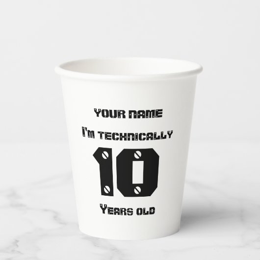 Gobelets En Papier Techniquement, j'ai... des années, Anniversaire de (Recto)