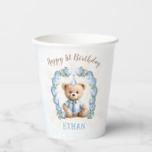 Gobelets En Papier Teddy Bear 1er Birthday Boy Blue Balloons (Recto)