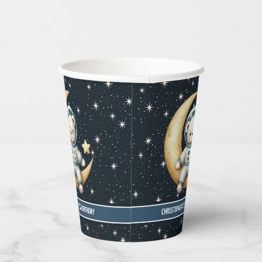 Gobelets En Papier Teddy Bear Astronaut Birthday Boy Party tasses de (Droite)