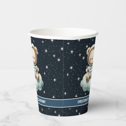 Gobelets En Papier Teddy Bear Astronaut Boy Party tasses Space Annive (Droite)