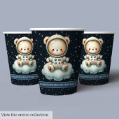 Gobelets En Papier Teddy Bear Astronaut Boy Party tasses Space Annive