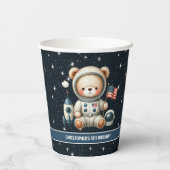 Gobelets En Papier Teddy Bear Astronaut Party tasses papier bébé garç (Verso)